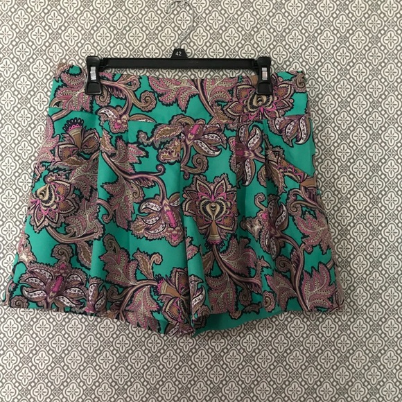 LOFT Pants - Ann Taylor Loft teal & pink paisley design shorts